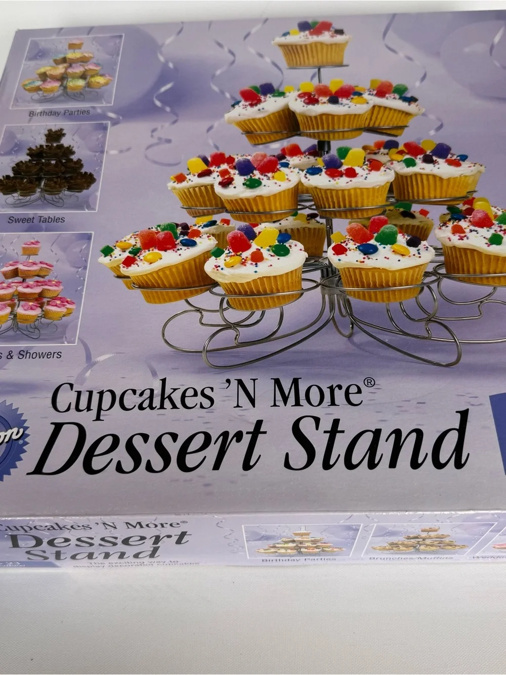 Wilton Silver Wire Cupcake Tower with Multi-Color Cupcakes